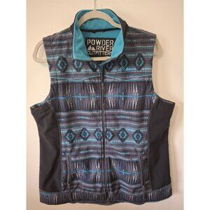 Womens Powder River Outfitters Aztec Print Fleece Lined Vest XL Turquoise Gray